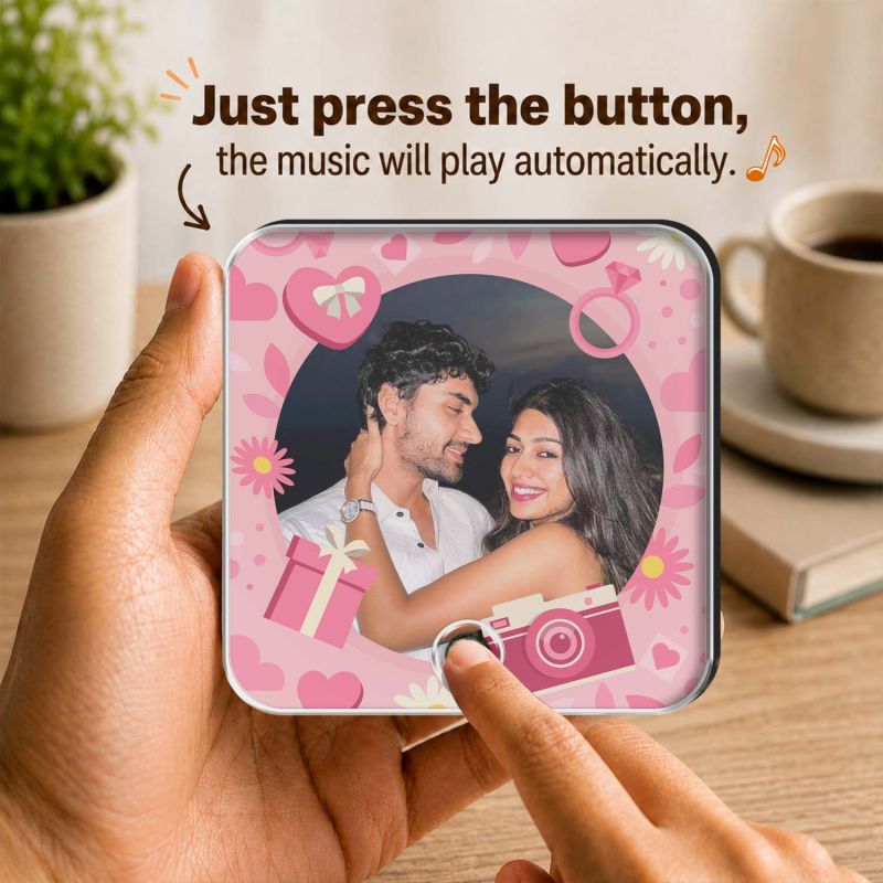 Personalised Musical Fridge Magnet for Couples 1st for Wife Birthday Gift for Girlfriend Boyfriend Rechargeable Music Player